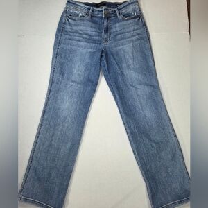 Judy Blue Womens Dad Jean Size 11/30 Straight Leg Distressed Logo